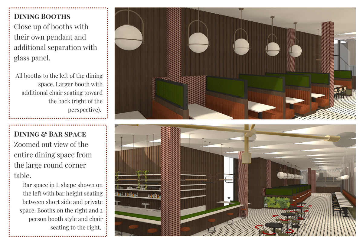 Dining booths and dining & bar space designs 