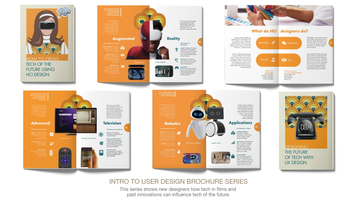 Images of the user design brochure series pages and covers 