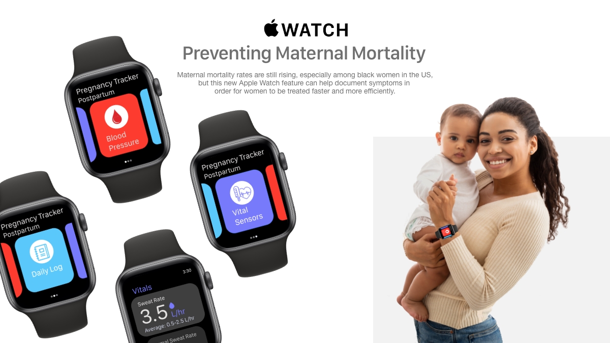 Image of postpartum tracker feature on apple watch screens 